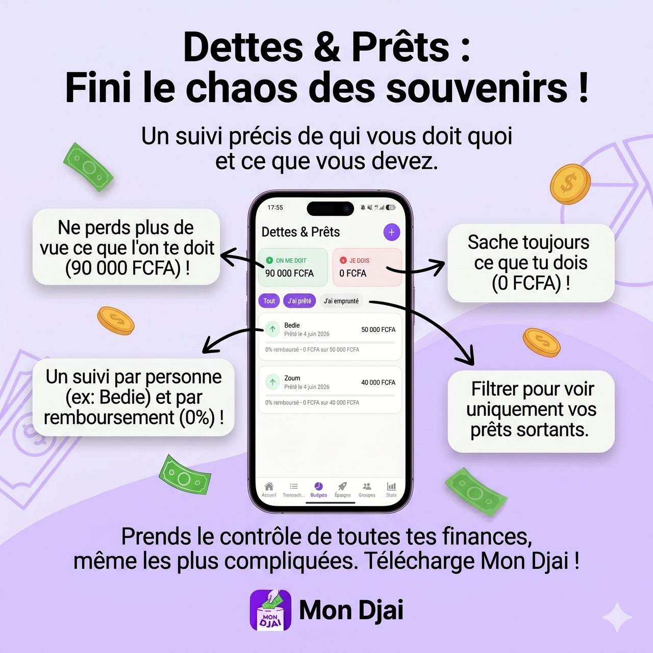 Dettes et prêts — suivi clair